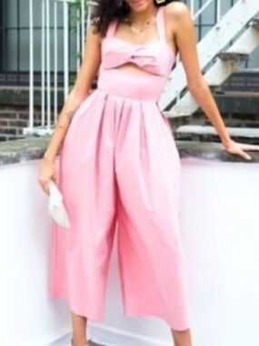Choosy Rosie Pink Cutout Wide Leg Cotton Summer Jumpsuit Size 2